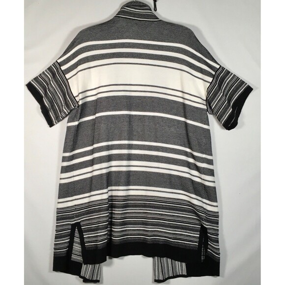 VINCE Women's Short Sleeve Open Front Long Striped Cardigan Black White SZ Small - Picture 12 of 13